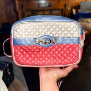 Gucci Red, Blue, and Silver Quilted Crossbody Bag